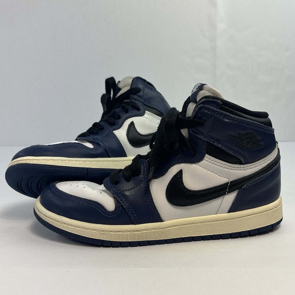 Jordan 1 Retro High Kids Shoe Midnight Navy/Black-White-Sail US Size 2.5Y